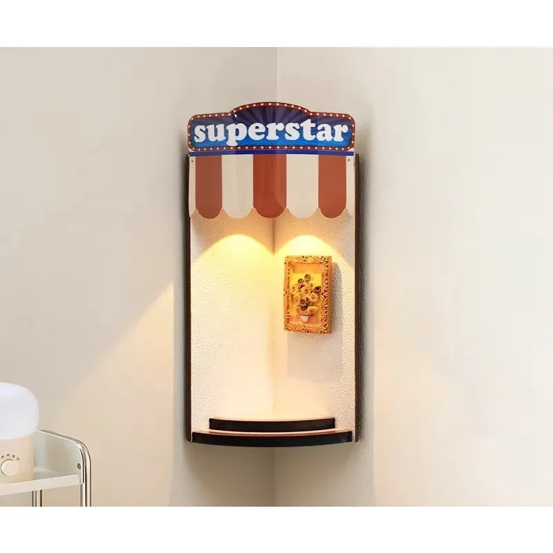 

Настенный органайзер-витрина без сверления для хранения мелочей, креативный настенный светильник, подставка для фигурок, настенный декор для создания пространства