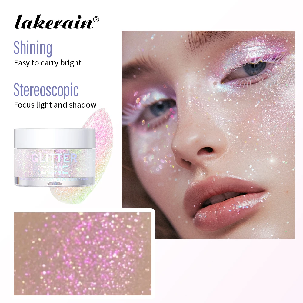 4 Farben Lidschatten Glitter Gel Creme Gesicht Haar Körper Nagel Glitter Gel Herz Stern Mond lose Pailletten Festival Make-up Dekorationen