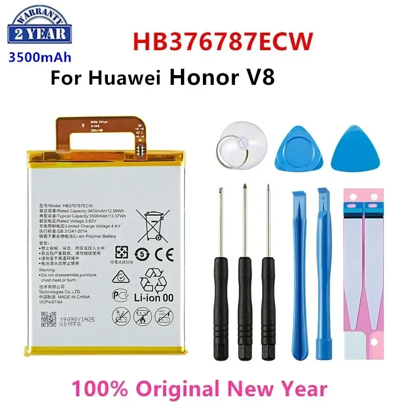 

100% Orginal HB376787ECW 3500mAh Battery For Huawei Honor V8 HB376787ECW Replacement Batteries +Tools