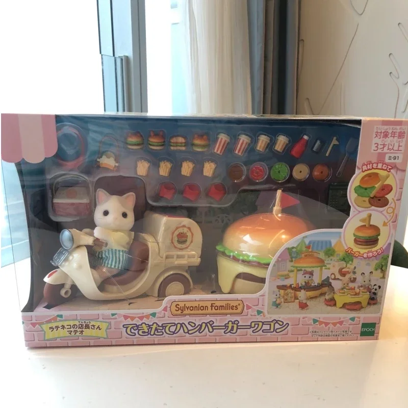 2024 Hot Selling Cute Sylvanian Families Integrated Hamburger Truck Pvc Figures Toy Figurine Room Decoration Birthday Gift Toy