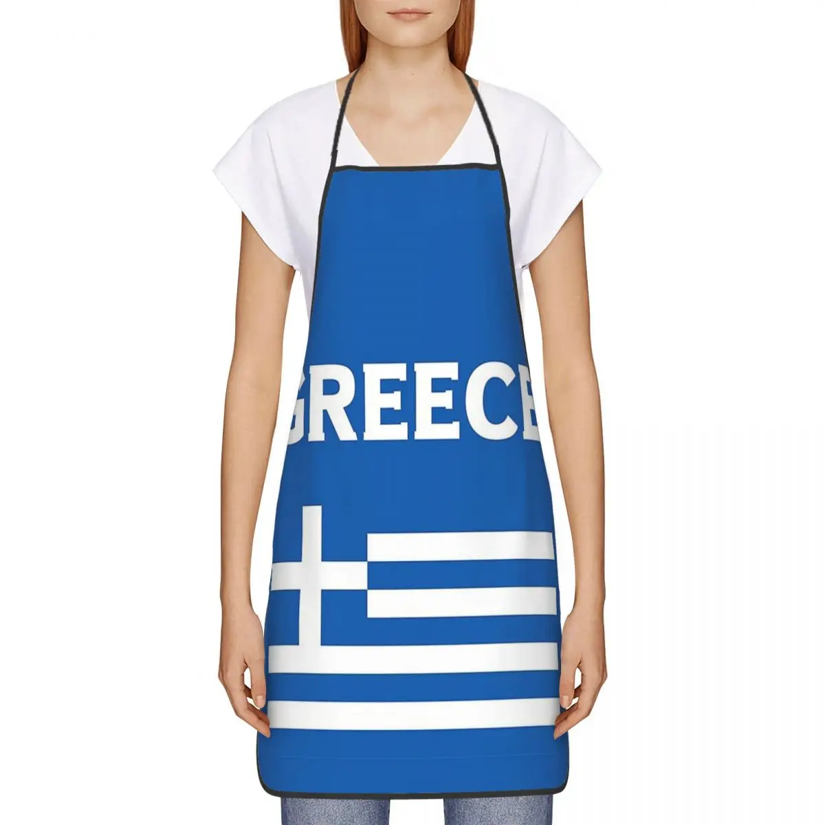 Greece Greek Flag Apron Waterproof Household Kitchen Chef Cleaning Tablier Cooking Cuisine Bib for Women Men Unisex Gardening