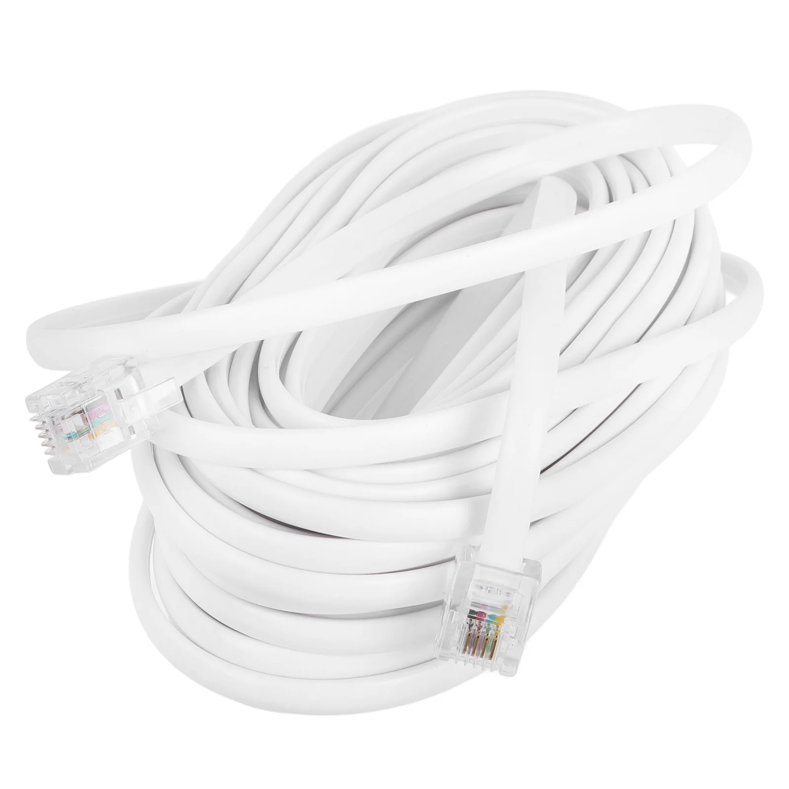 

Telephone Line 25FT 7.62M Cord Landline Phone RJ11 RJ14 6P4C Stable Signal Durable Reliable Easy Office Copper