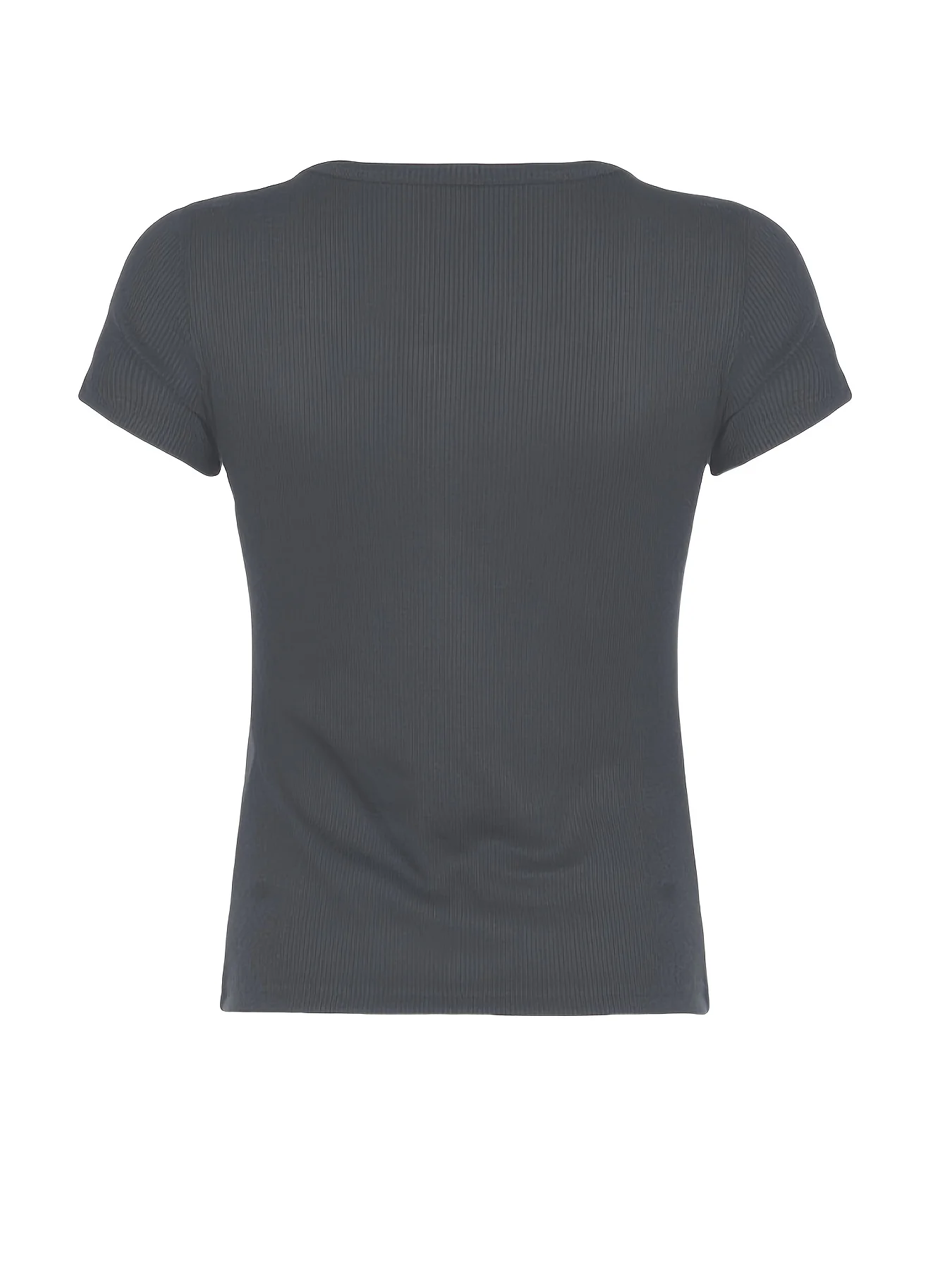 Women's plus size, solid color basic T-shirt, stretch, V-neck, half-open casual top