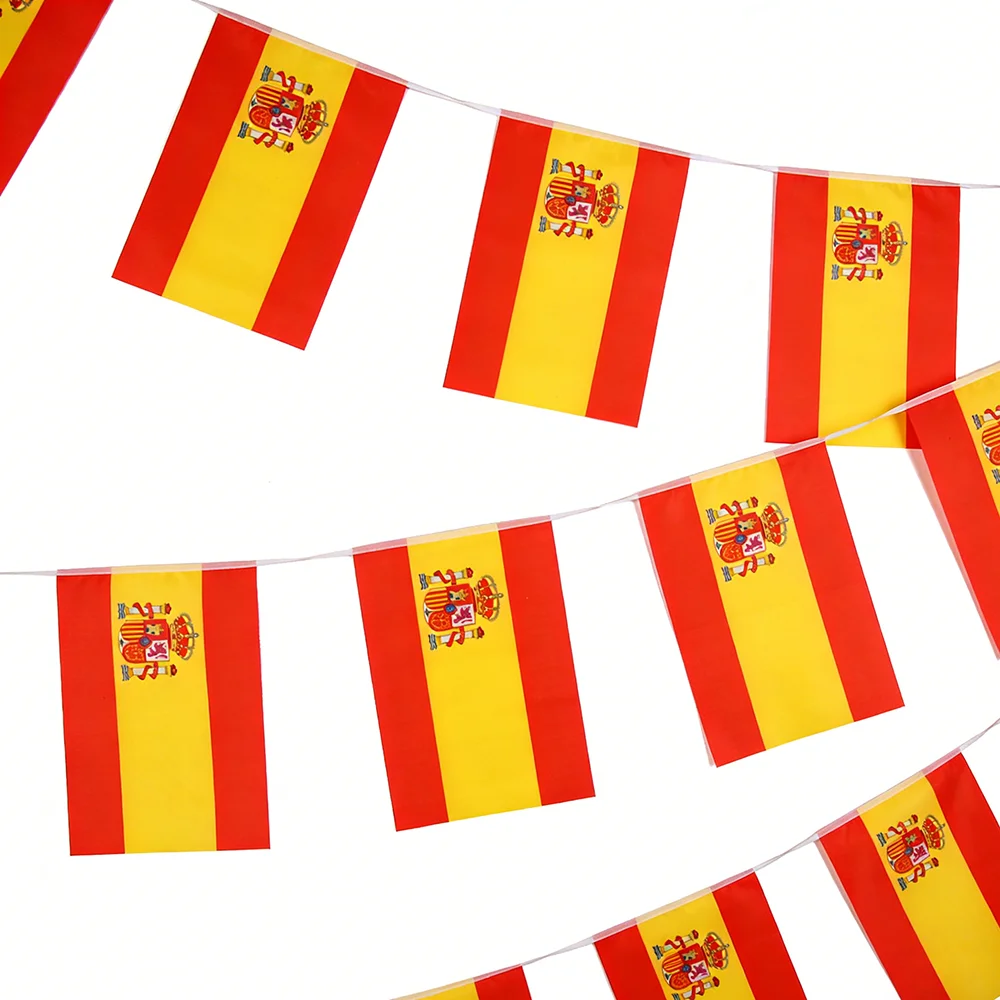 Spain String Flag 20 Pcs Bunting Banner Football Soccer Match Decorative Flags for Bar Decoration