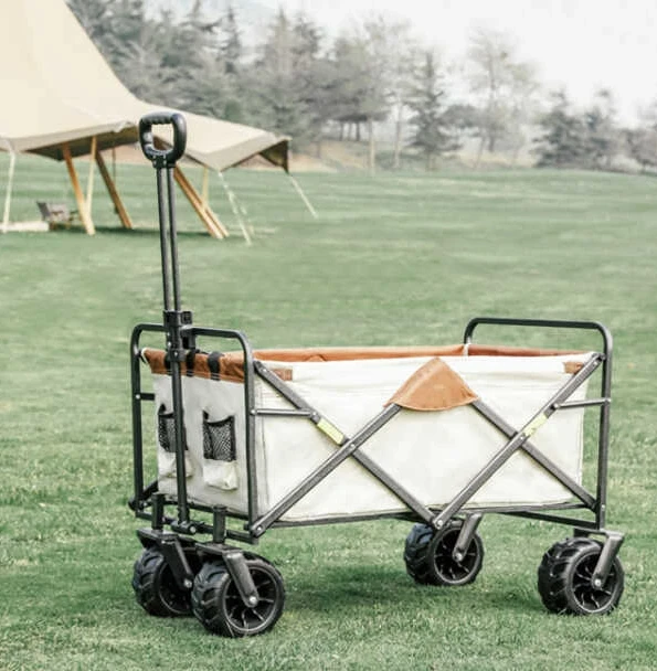 Outdoor camping cart light portable folding trolley, multi-functional stall picnic cart