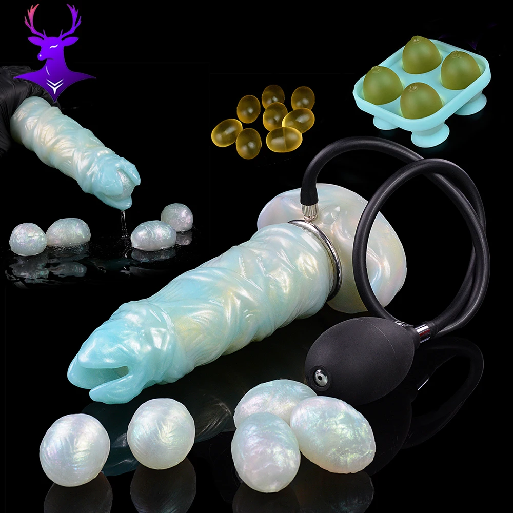 ELKKOST سيليكون وضع البيض الهوائي Ovipositor مع مضخة قابلة للنفخ الخيال الشرج الجنس لعب مع مصاصة Diy بها بنفسك بيض الجيلاتين الجنس لعب