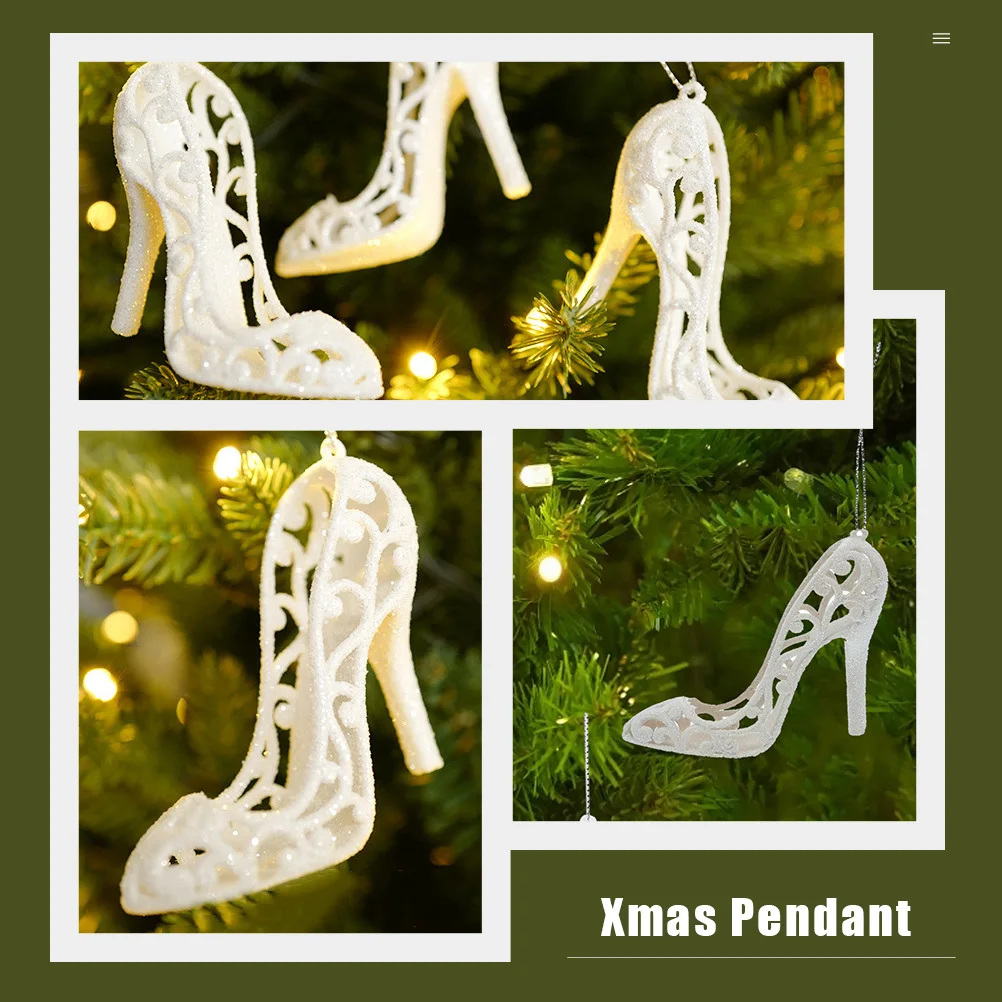 

6pcs Christmas Pendant High Heel Shoes Ornaments Mini Xmas Decor Creative Gadgets Warm Party Supplies Room