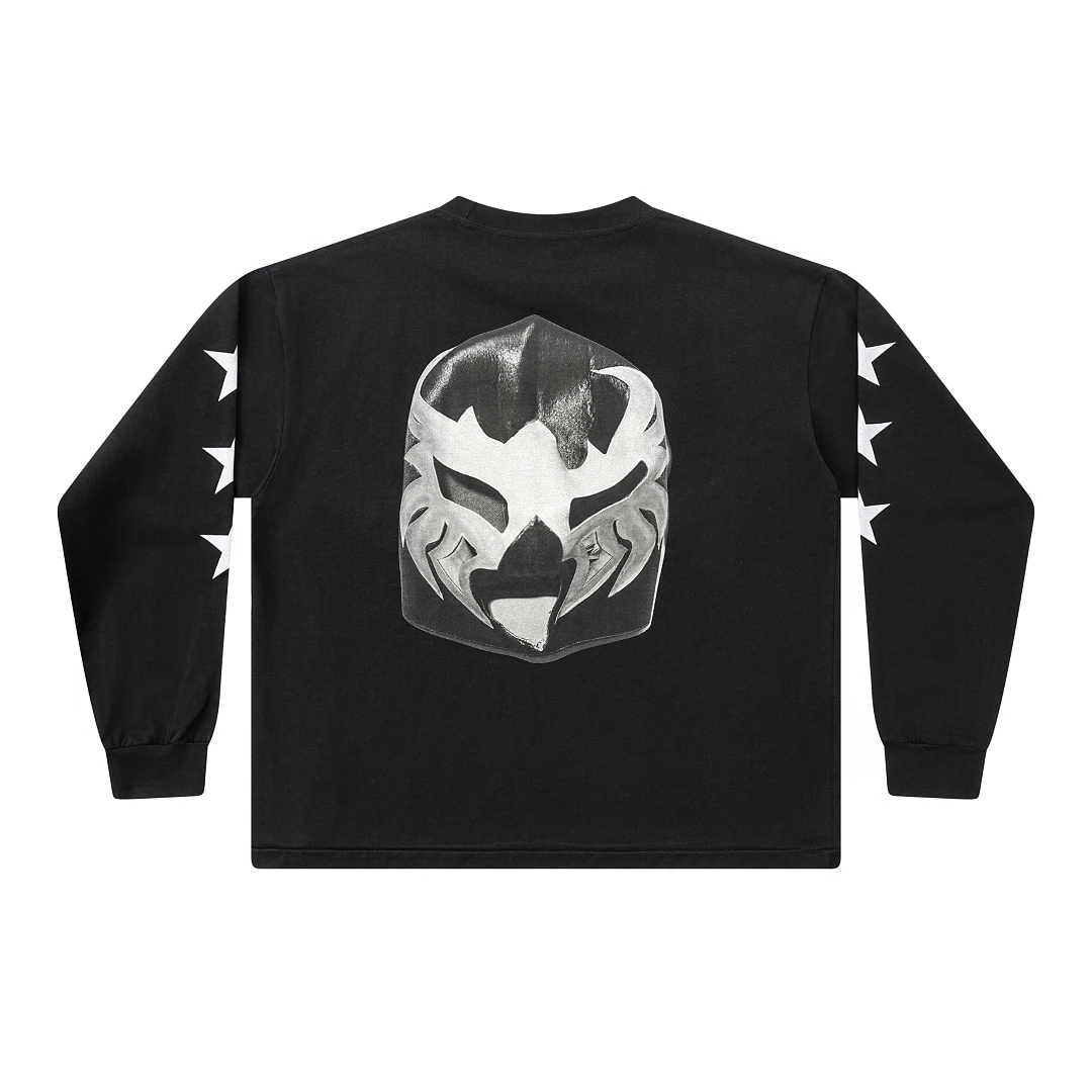 Kanye West YZY Los Angeles Bully Merch  Mask Star Long Sleeve Women Men T shirts tees Hiphop Oversized Men Casual Cotton T shirt