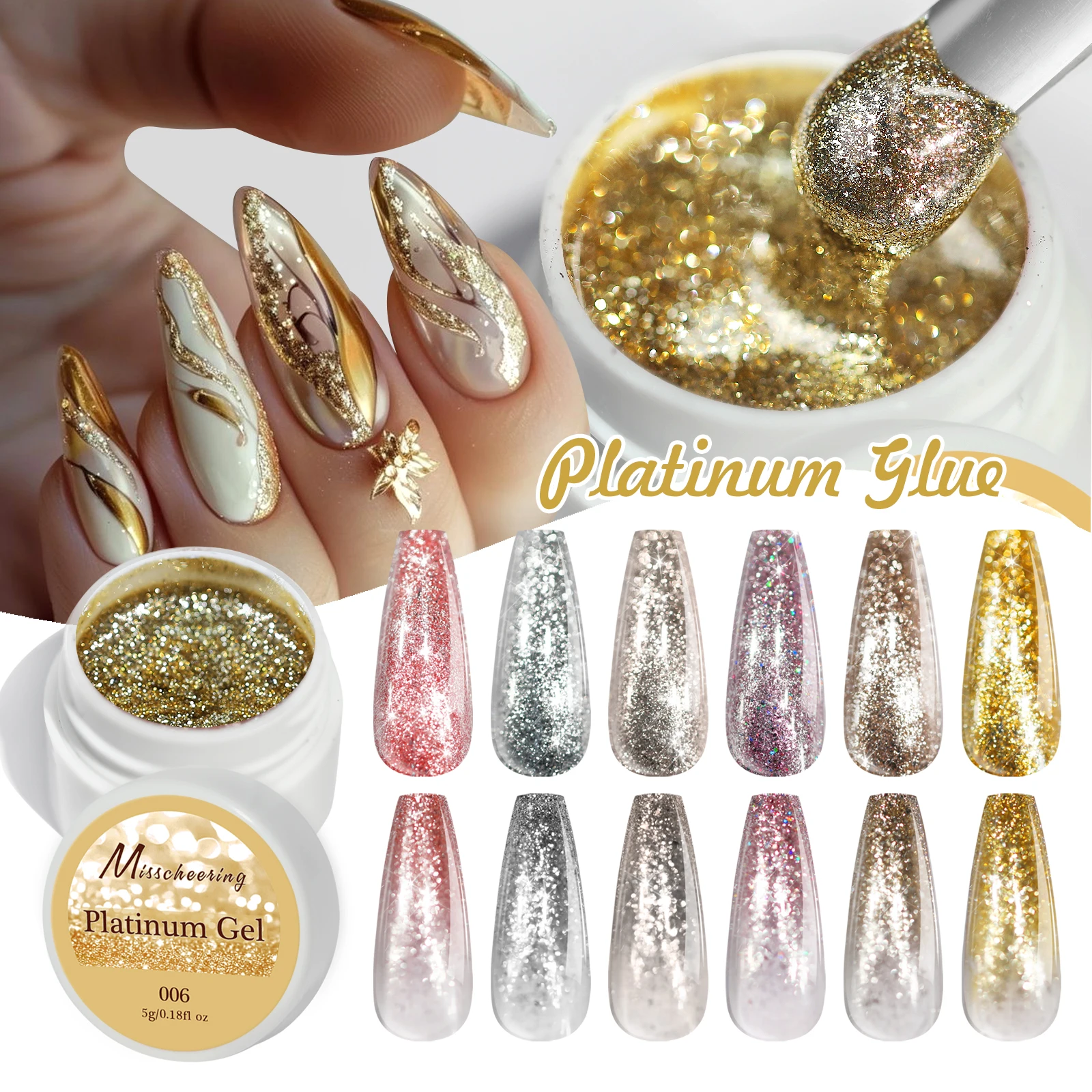 Born Beauty nuevo 5g Nail Art Super fino brillante platino Gel esmalte de uñas plata oro rosa brillo multifuncional uñas UV Gel ﻿