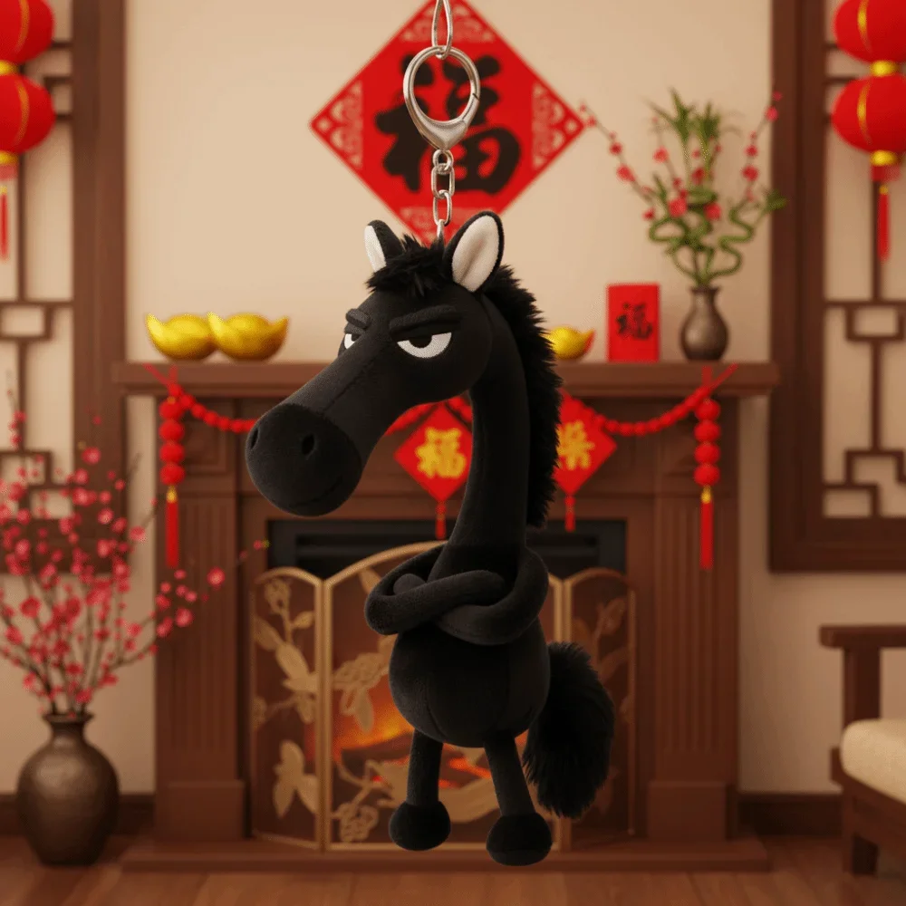 الكرتون محاكاة الحصان دمية محشوة براعة رائعة الخيال نمط المهر دمية أبيض أسود اللون تصميم لطيف