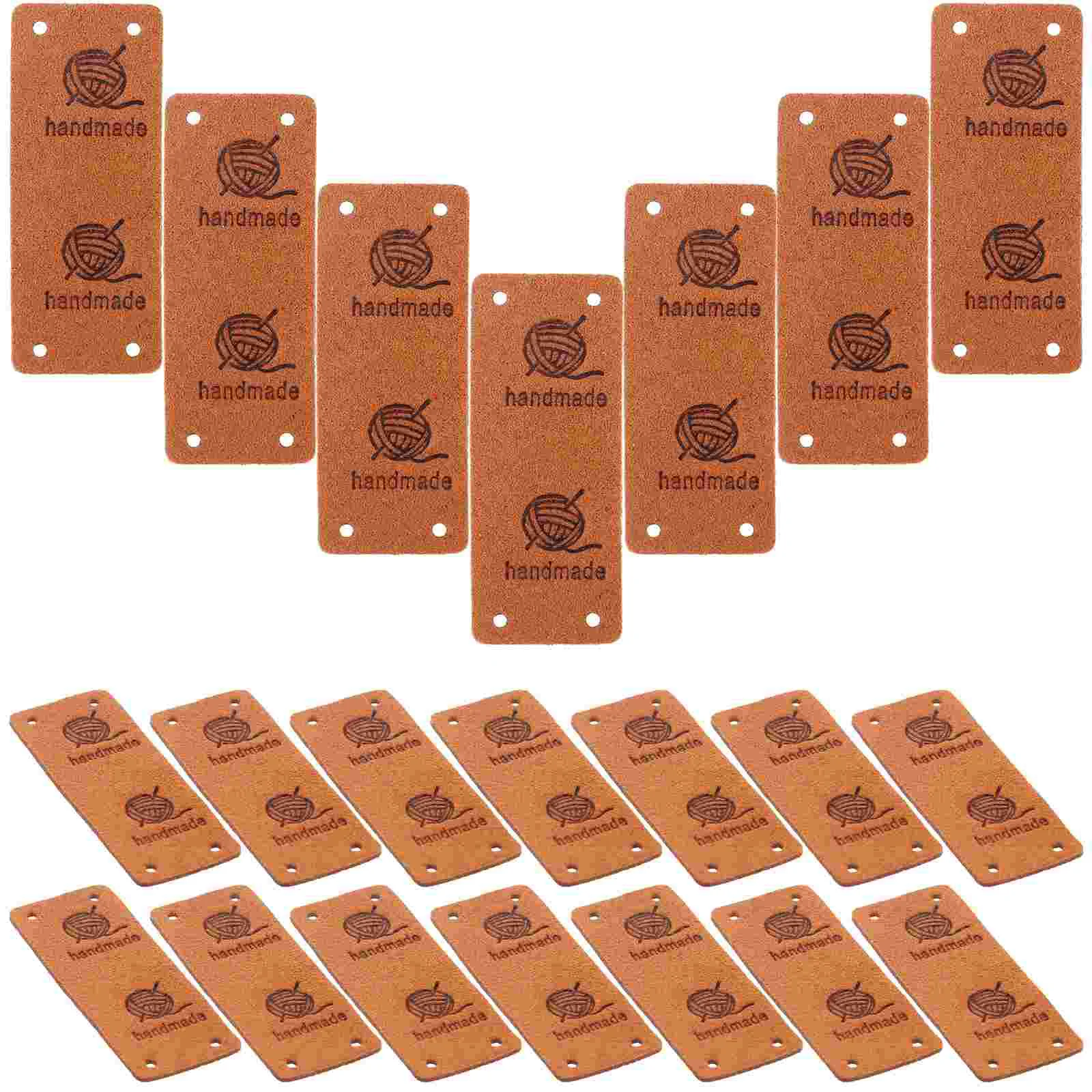 50 Pcs Labels Fabric Sewing Tags for Crochet Items Brown Apparel DIY Clothes