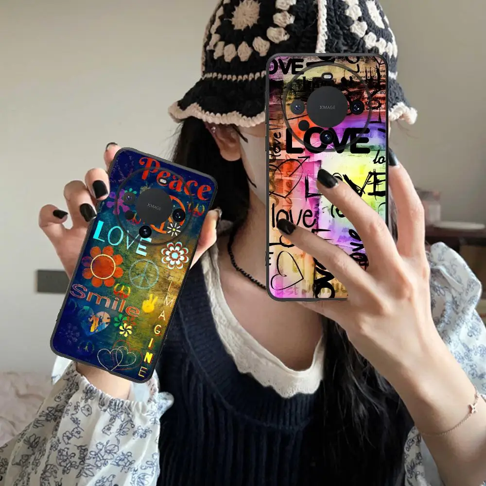 

Luxury Love Peace Mobile Phone Case for Huawei Mate 60 50 40 30 20 10 Pro Plus Lite E 5G Colorful Printing Cover Luxury Pretty