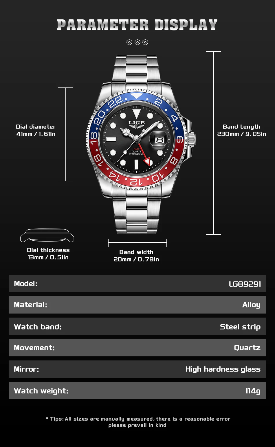 LIGE Hochwertige Luxus-Herrenuhr, Wasserdichte Quarzuhr mit Edelstahlarmband, Leuchtende Sportuhr, Geschenkuhr für Männer – Detail 6