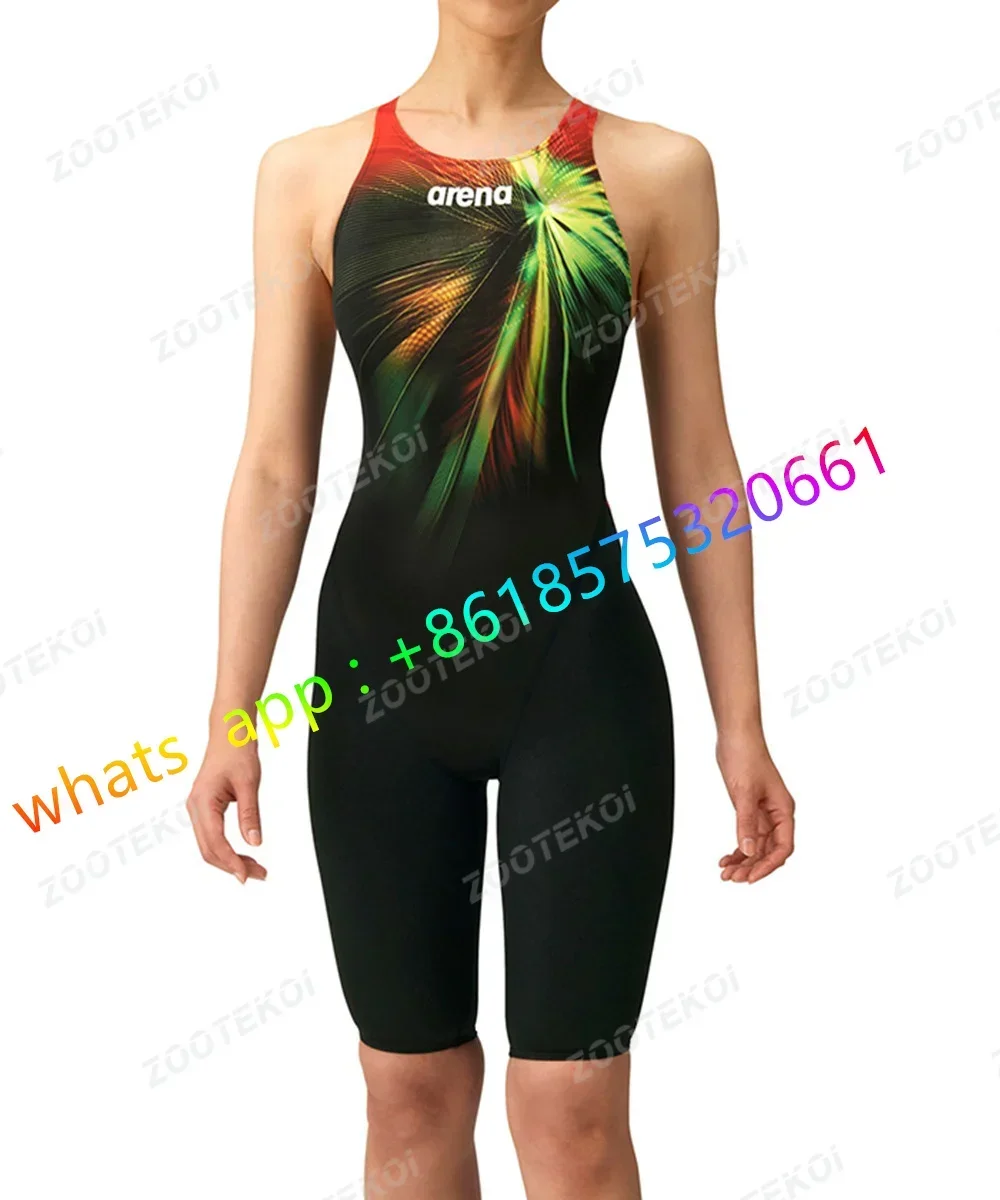 

Competition Knee Length One Piece Lycra Fabric Swimwear Women's Pro Training Swimwear Quick Dry Swimsuit Beach Bathing Suit 2023