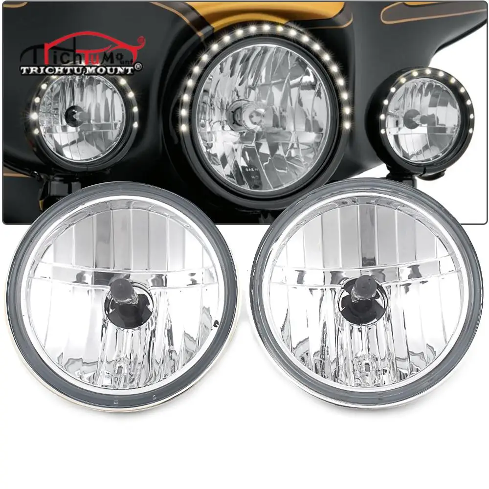 

Motorcycle Retro Fog Light Auxiliary Light Halogen Spotlight Passing Driving For Harley Touring Road King Electra Street Glide