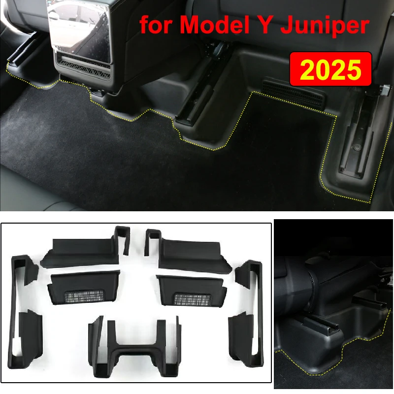 

For Tesla Model Y Juniper 2021-2025 LAUNCH TPE Under Seat Corner Guard Seat Slide Rails Protector Cover Anti-Kick Decor Flocking