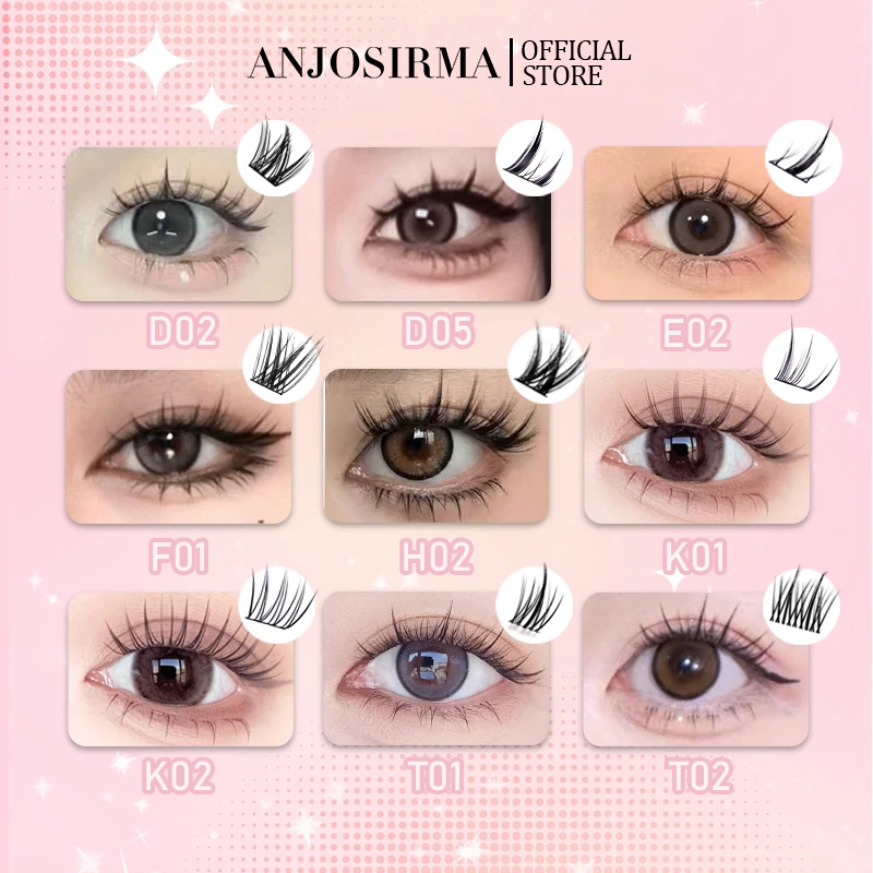 ANJOSIRMA 3D Extension ciglia Set C/D Curl 3 rowseye lashes Natural Soft riutilizzabile individuale fai da te Cluster trucco ciglia finte