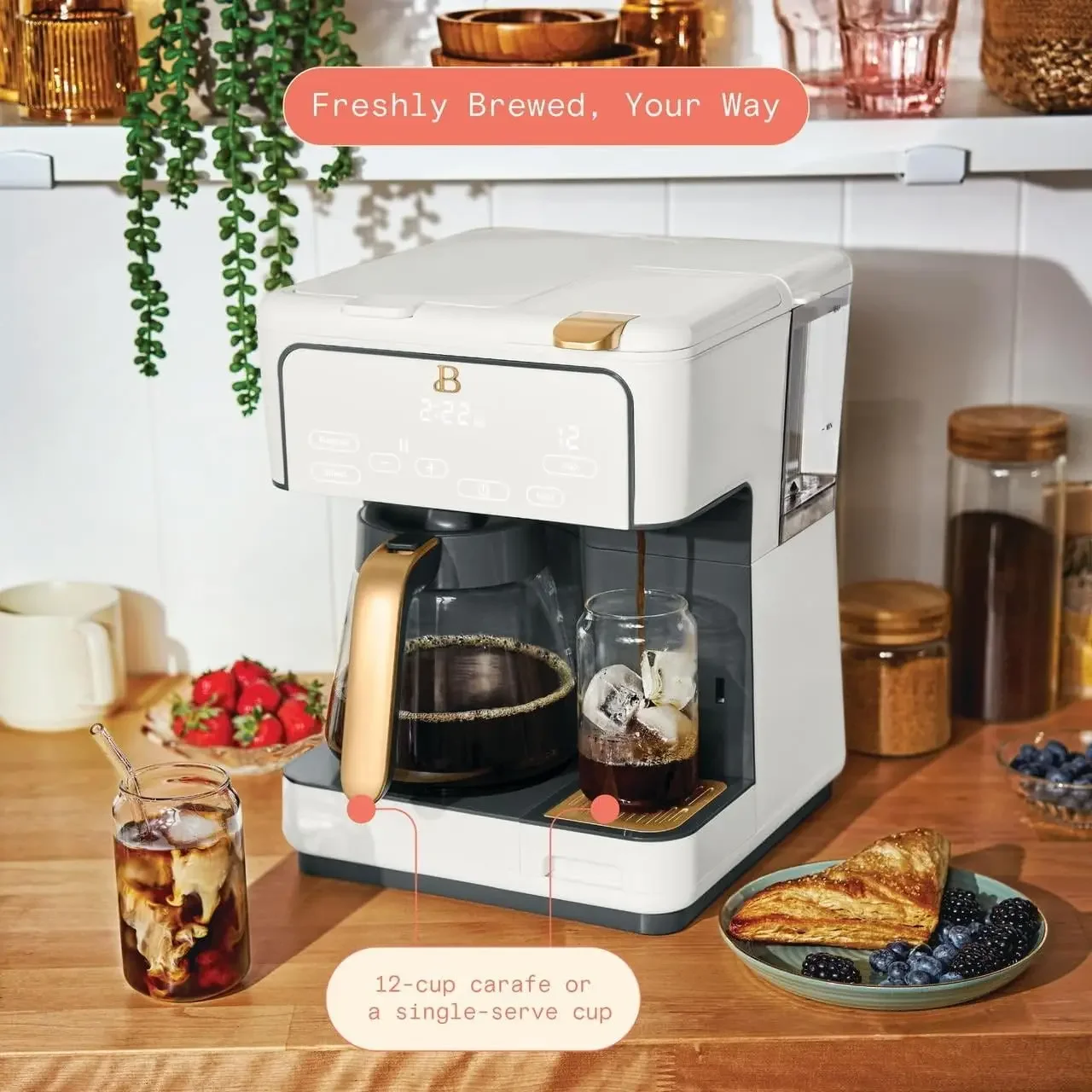 Dual Coffee Maker 12 Cup and Single Serve - Automatic Programmable Drip Coffee Maker with Touch Display, Travel Pod Coffee Maker