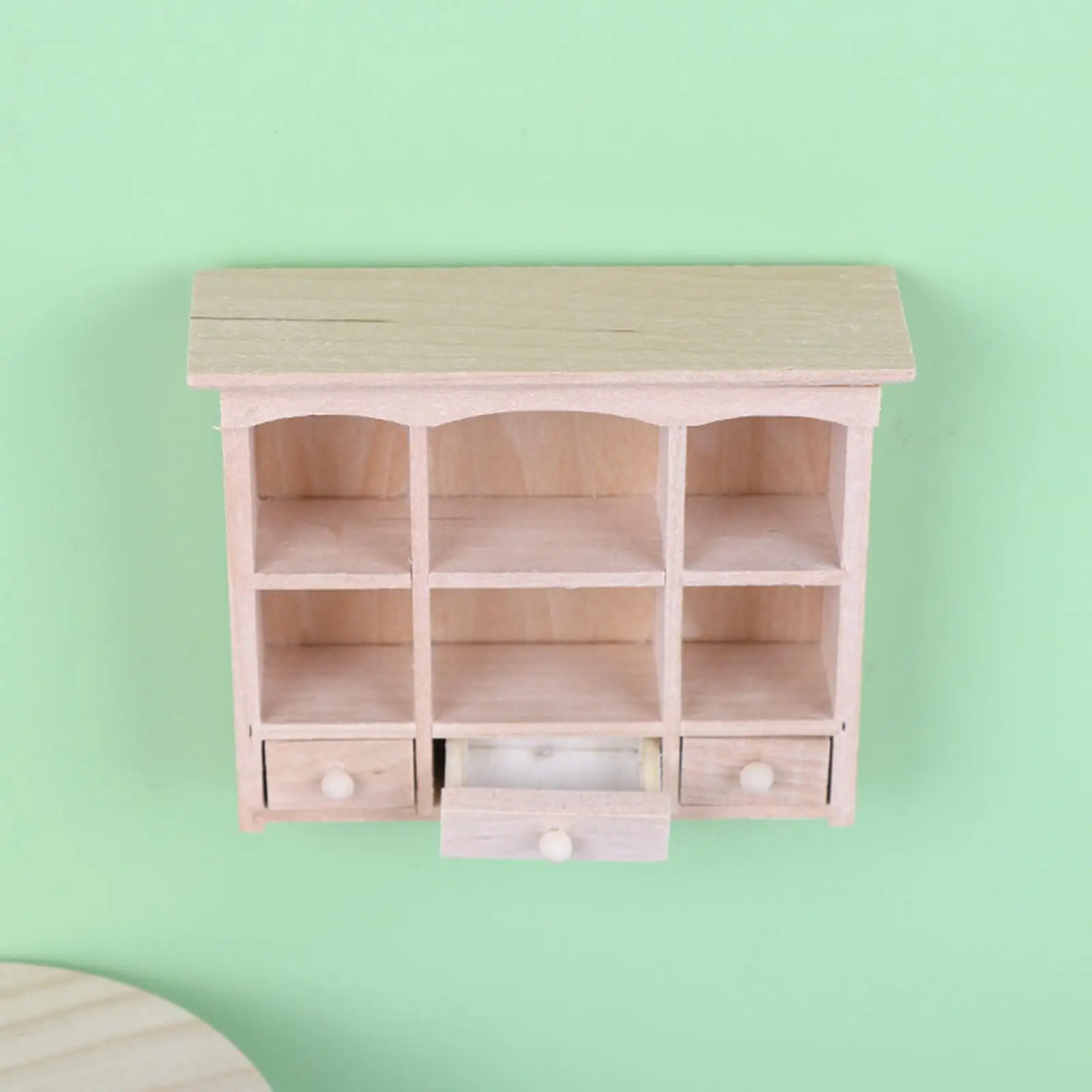 Poppenhuis miniatuur kast poppenhuis plank met lade ornament met meerdere compartimenten klassiek meubelmodel schaal 1/12
