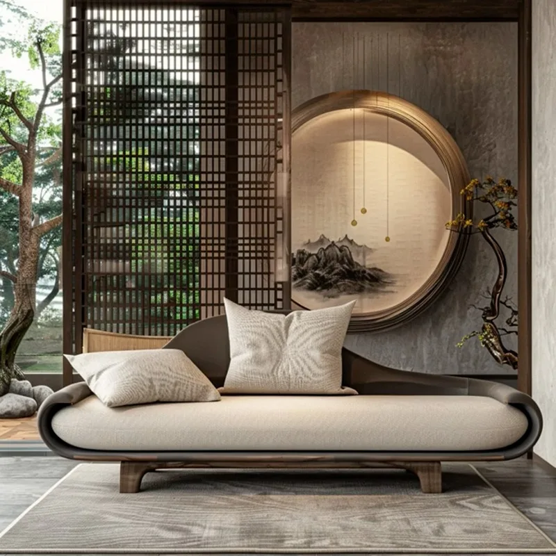 North American black walnut ash wood chaise longue living room hotel homestay sofa bed