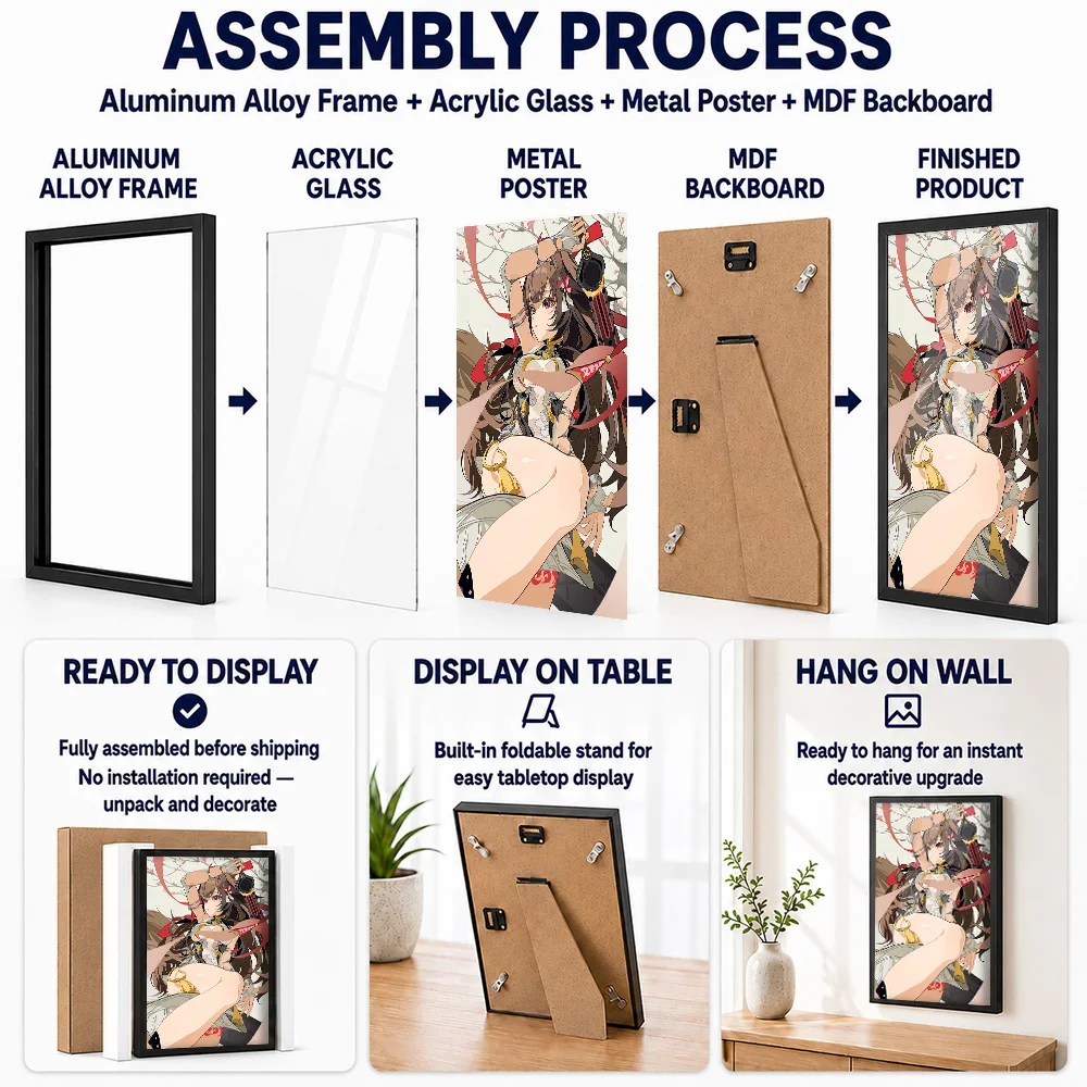 Zenless Zone Zero Ye Shunguang Metal Poster With Aluminum Alloy Frame Personalized Photo Neon Manga Style Wall Art For Bedroom