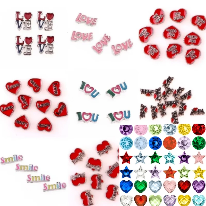 40 sztuk/partia emalia list kocham cię pływające Charms słowa rodzina miłość wisiorek dla żywej pamięci medalion biżuteria Diy