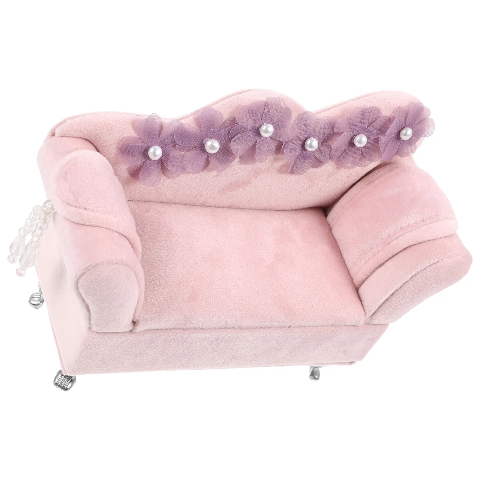 

Violet Pearl Flower Jewelry Box Princess Bed Storage Container Organizer Small Trinket Boxes Couch Decorative Fabric Case