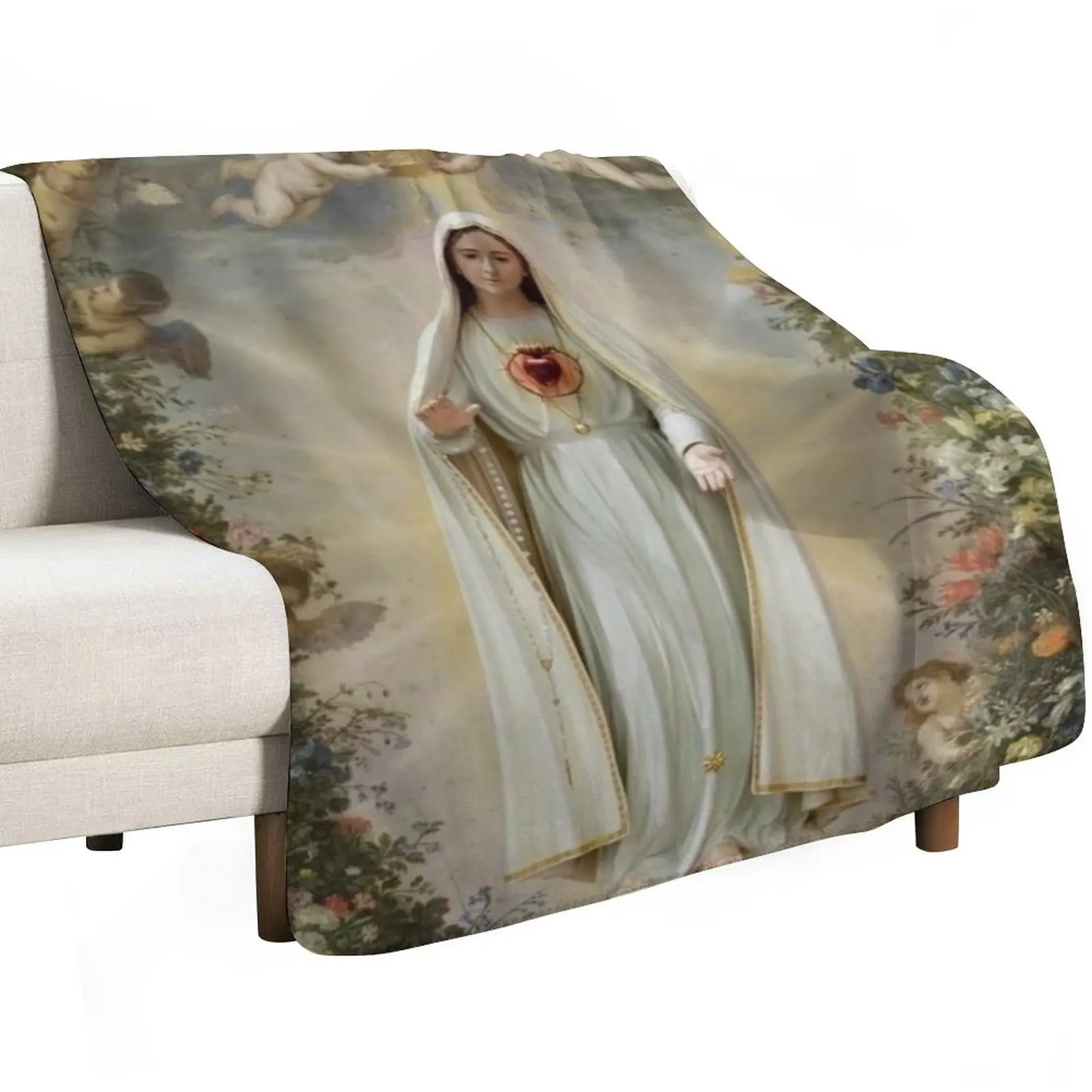 Virgin Mary Immaculate Heart of Mary Mother of God Our Lady Throw Blanket Easy Care Comfortable Blanket for Couch