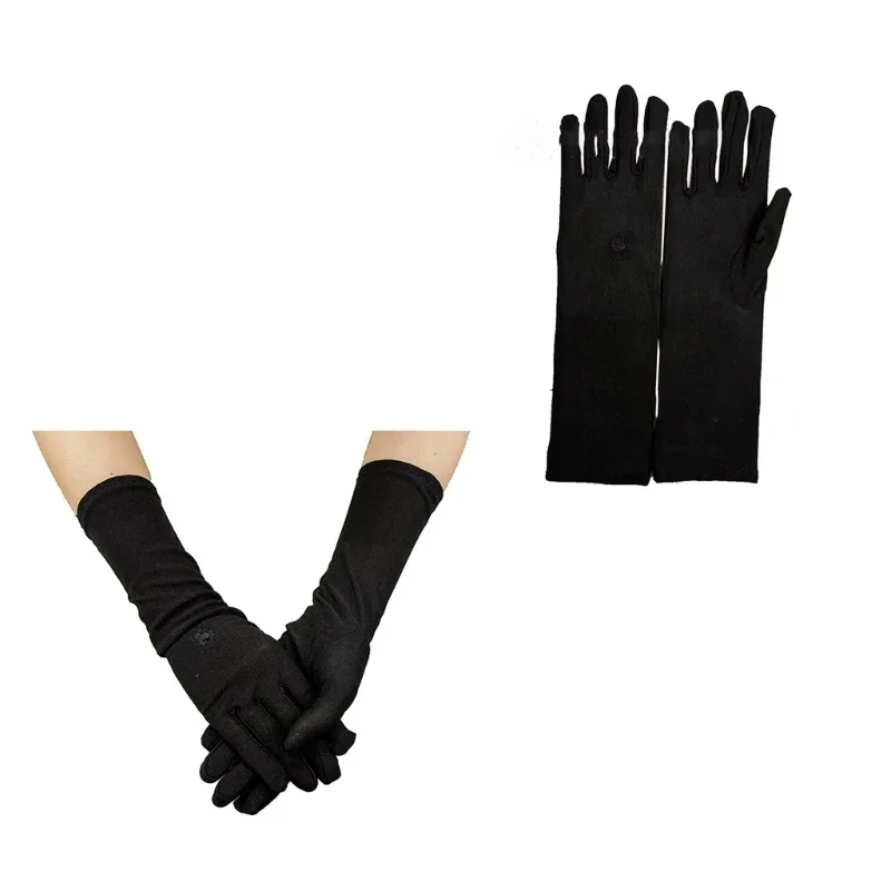 Muslims Arab Black Gloves for Women Sunproof Arm Cover Embroidery Long Arm Sleeves Full Finger Arabian Hijab Hand Gloves