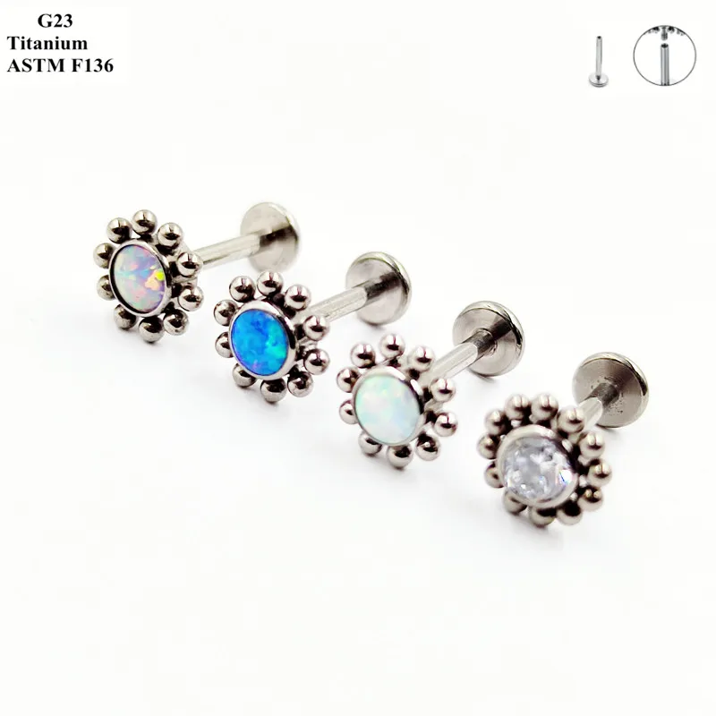 

1PC South Korean Fashion Earrings Lady Cartilage Nail G23 Titanium Inlaid Zircon And Opiyang Ear Piercing Earrings