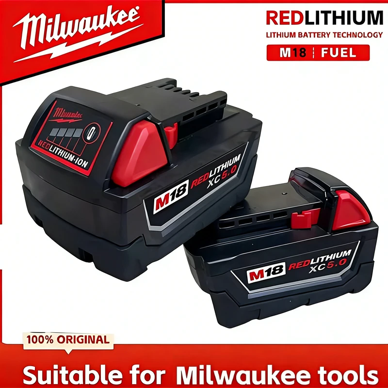 

Milwaukee M18 18V 6.0Ah Li-ion Replacement Battery M18B6-XC For Milwaukee 18V Tool 6000mAh Rechargeable Battery Dual Charger