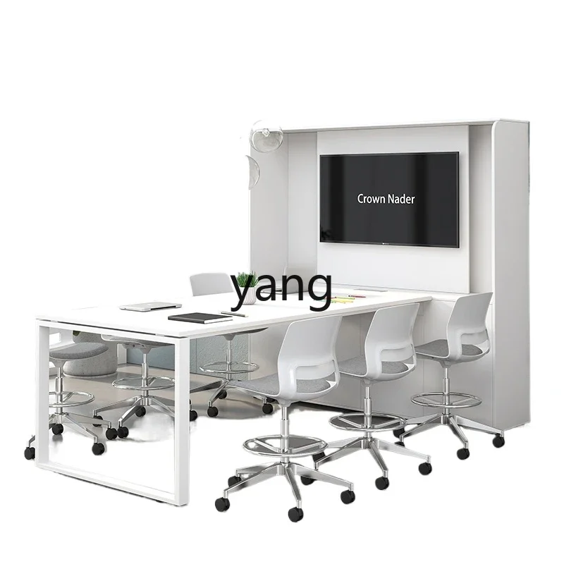 LH semplice e moderno tavolo lungo bianco per formazione, riunioni, TV, sala conferenze, combinazione tavolo e sedia