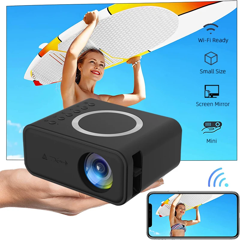 YT300 Mobile Video Projector Kids Home Support 1080P Theater Media Player Wired Wireless Same Screen Projector YT200 Upgrade