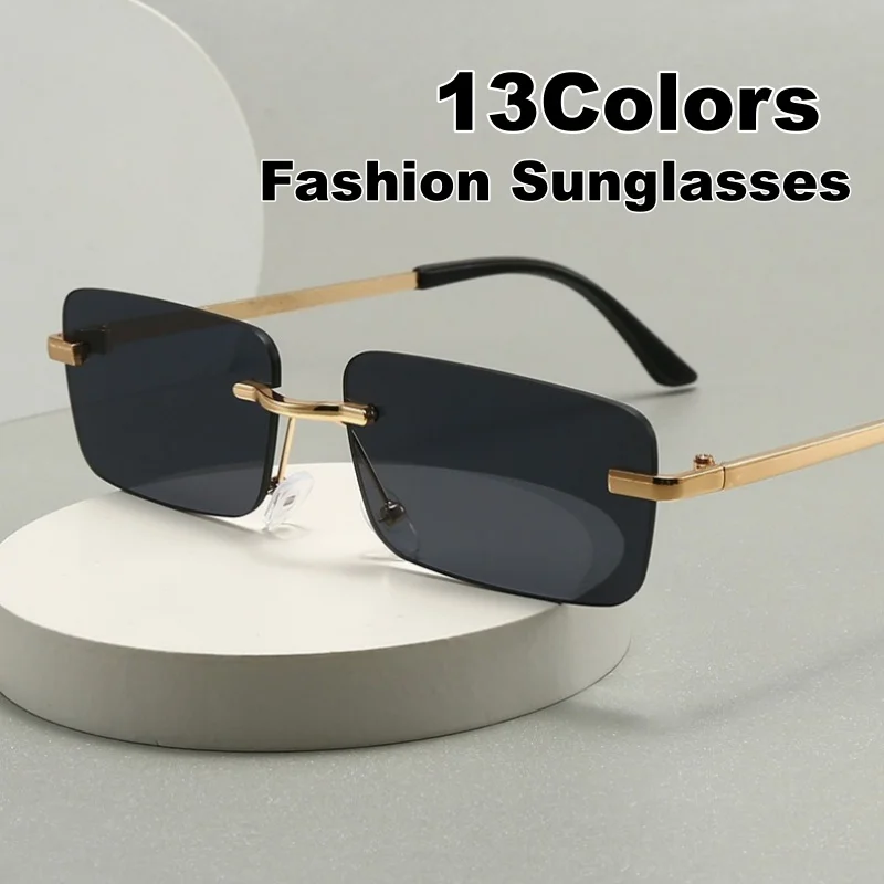 

2026 New Square Frameless Sunglasses Luxurious Minimalist Retro UV400 Shades Eyewear Brand Designer Ladies Stylish Eyewear