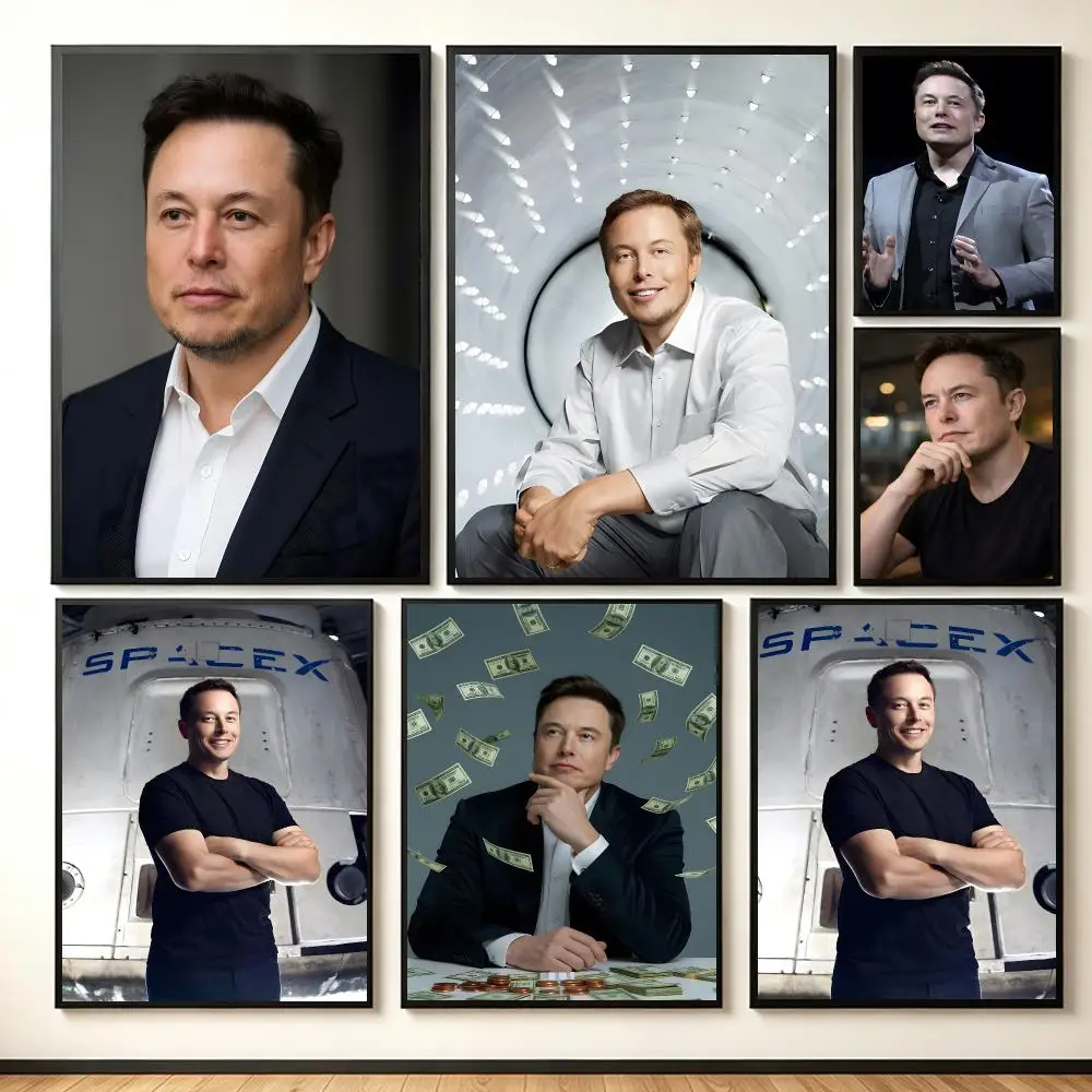 Business Leader Elon Musk Poster Lightweight Self‑Adhesive PP Wall Decal for Study Living Room Bedroom Decor Gift