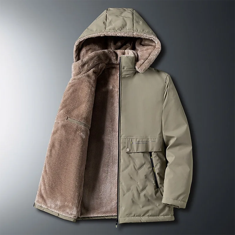 Winter Large-Sized Dad Coat for Men Cotton-Padded Jacket with Fleece Thickened Lambskin Middle-Aged And Elderly Warm Outerwear
