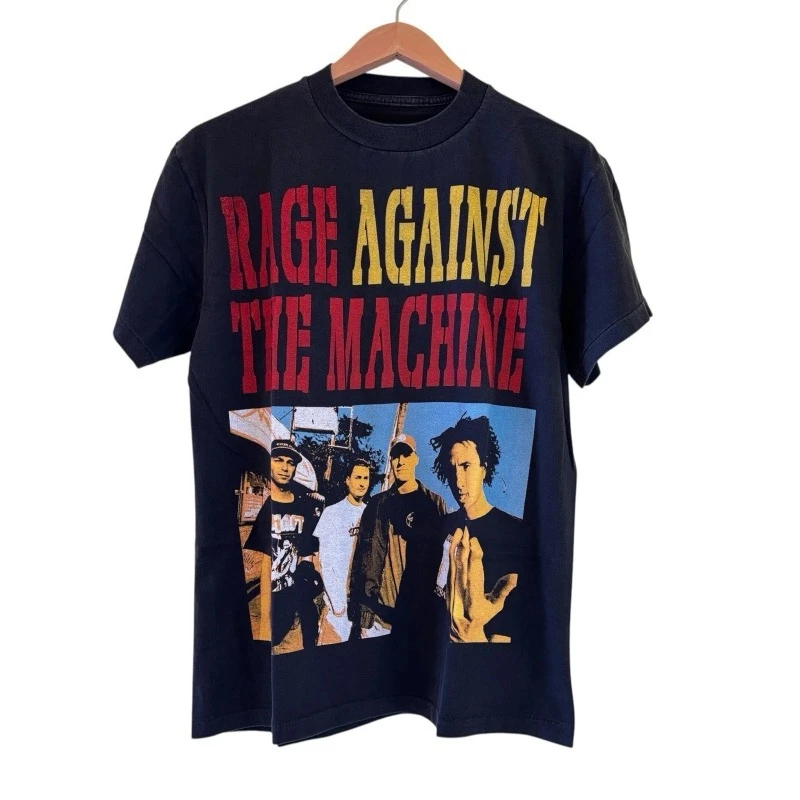 Camiseta Vintage Rage Against The Machine (RATM) com Costura Simples, Estilo Moderno, Tamanho Grande, REIMPRESSÃO Y2K, Estilo Americano Street, Nova Coleção Primavera/Verão, Unissex