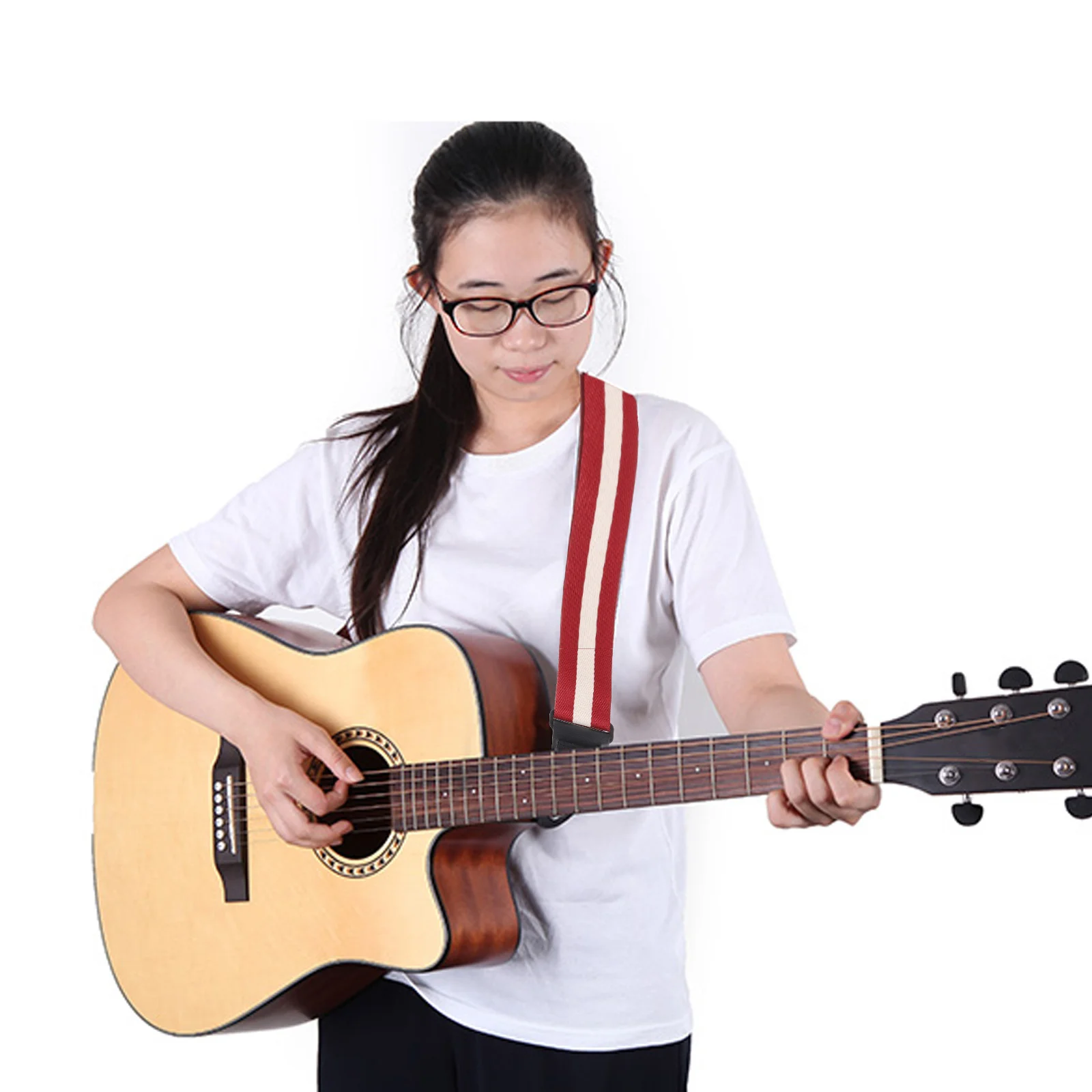 

1Pcs Guitar Strap Adjustable Stripe Pattern Stylish Durable Shoulder Belt for Electric Acoustic Guitar Bass Stripe Strap