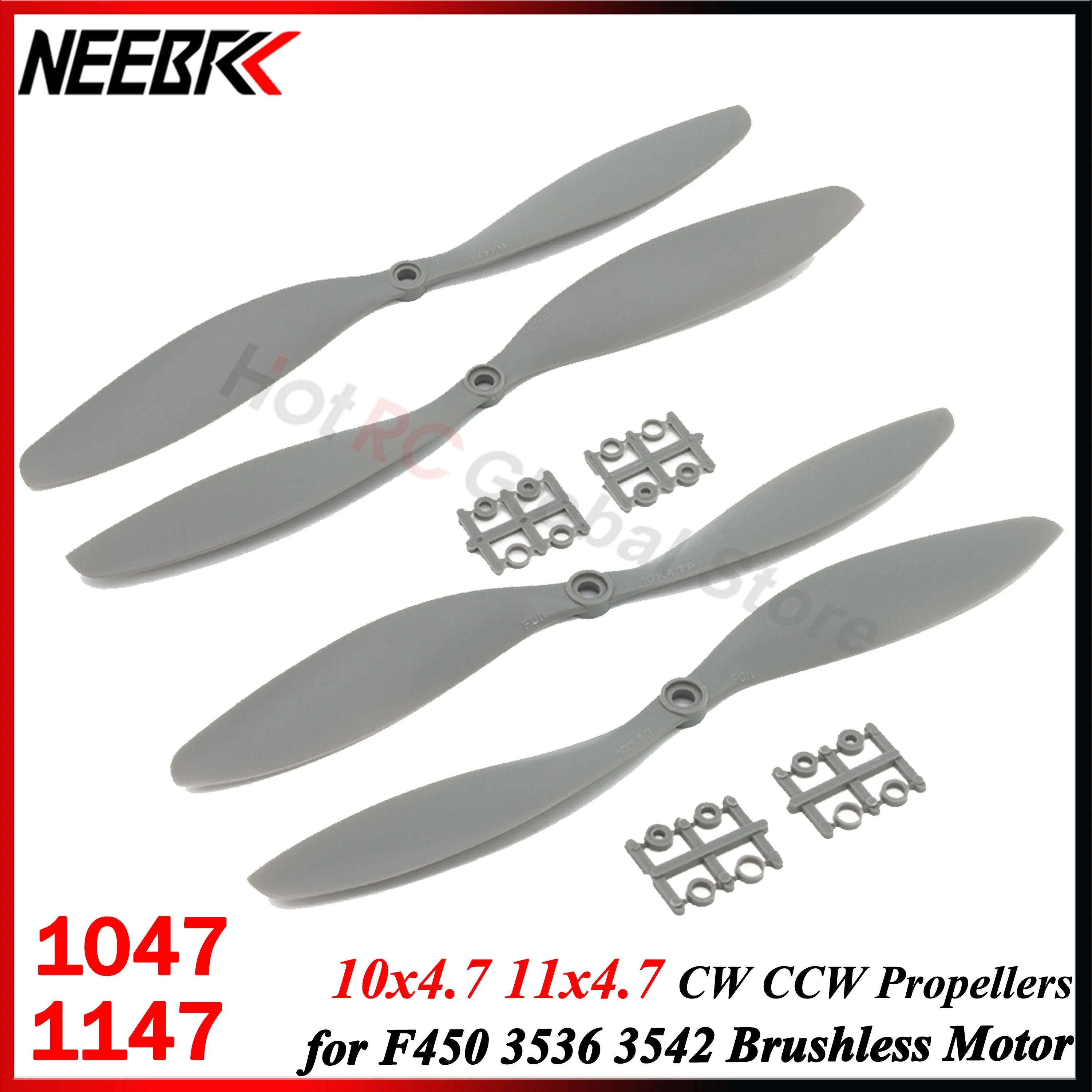 

NEEBRC 1047 1147 11x4.7 10x4.7 CW CCW 2-Blade Propellers for RC FPV Racing Drone Quadcopter 3536 3542 Brushless Motor DIY Parts