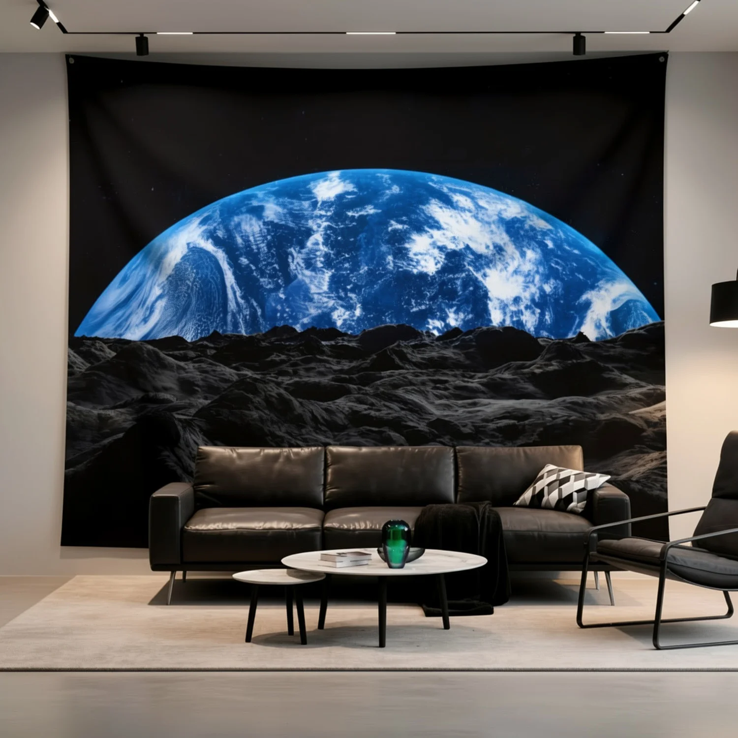 Premium Ultra HD Blue Earth Planet Space Tapestry Mural Wall Hanging Cosmic Galaxy Sci-Fi Decoration for Modern Room Decor
