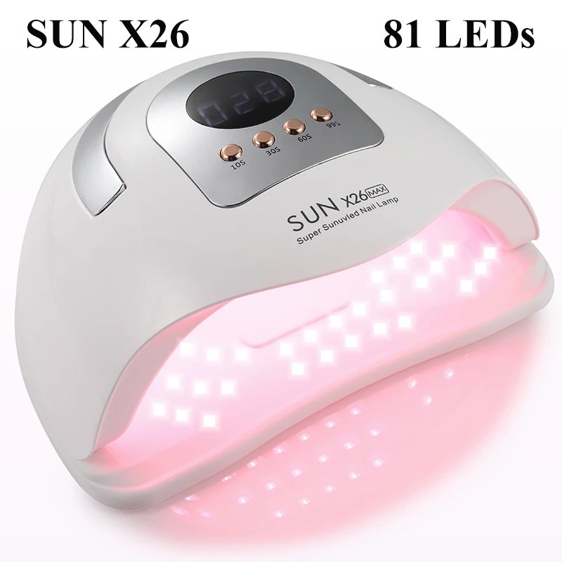 고출력 UV LED 네일 램프, 빠른 건조 젤 네일 광선 요법 기계, 81 LED 매니큐어 살롱 네일 아트 도구, SUN X26MAX