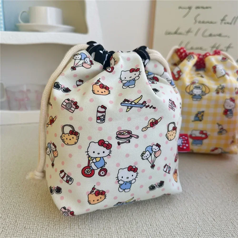 Sac de rangement imprimé pour filles, sac en coton, Anime Kawaii, poche de dessin animé mignon KT Cat, beaux cadeaux, doux Hello Kitty