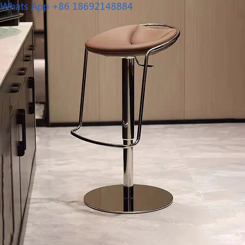

Italian Minimalist Light Luxury Bar Chair Rotatable Lifting Bar Table Chair Stainless Steel High Bar Stool