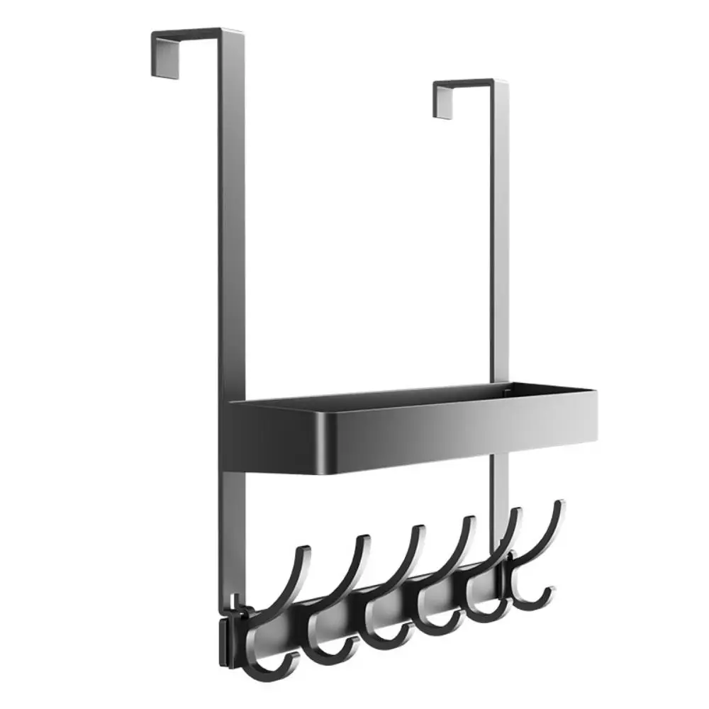 

Strong Load-bearing Door Rear Storage Rack Double-layer No Drill Door Behind Coat Hook 5/6/7 Hooks Waterproof