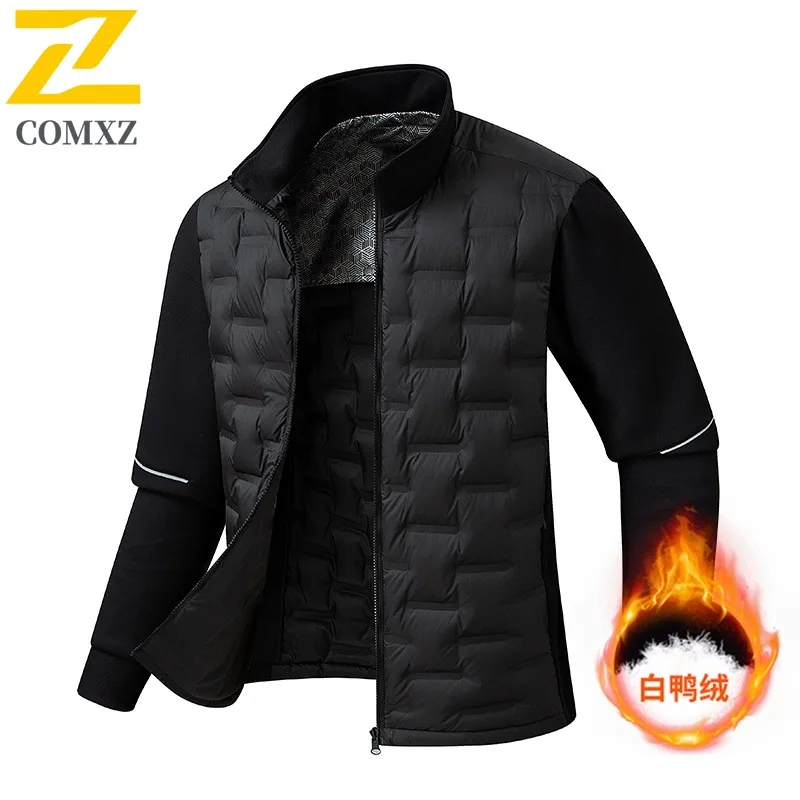 

COMXZ 2025 легкий пуховик с капюшоном на белом утином пуху, новая мода, универсальный повседневный пуховик унисекс для занятий спортом на открытом воздухе, большой размер