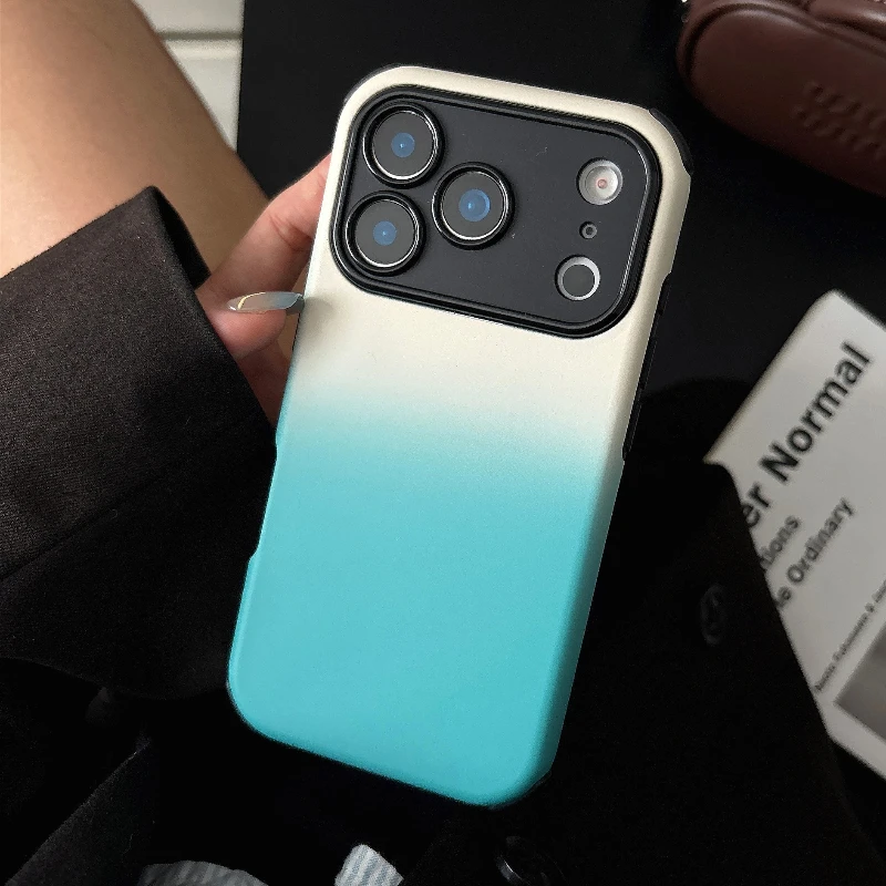 Luxury Gradient 2-in-1 Shockproof Phone Case For iPhone 17 Air 18 16 15 14 13 12 11 Pro Max Plus Skin Feel Anti-Drop Back Cover