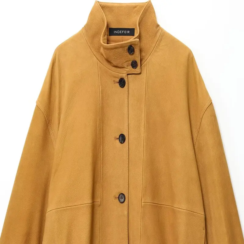 Jesień 2025 Nowa kolekcja damska: skórzana kurtka pilotka, uniwersalna odzież wierzchnia, modny płaszcz dla kobiet, kolekcja jesienna.