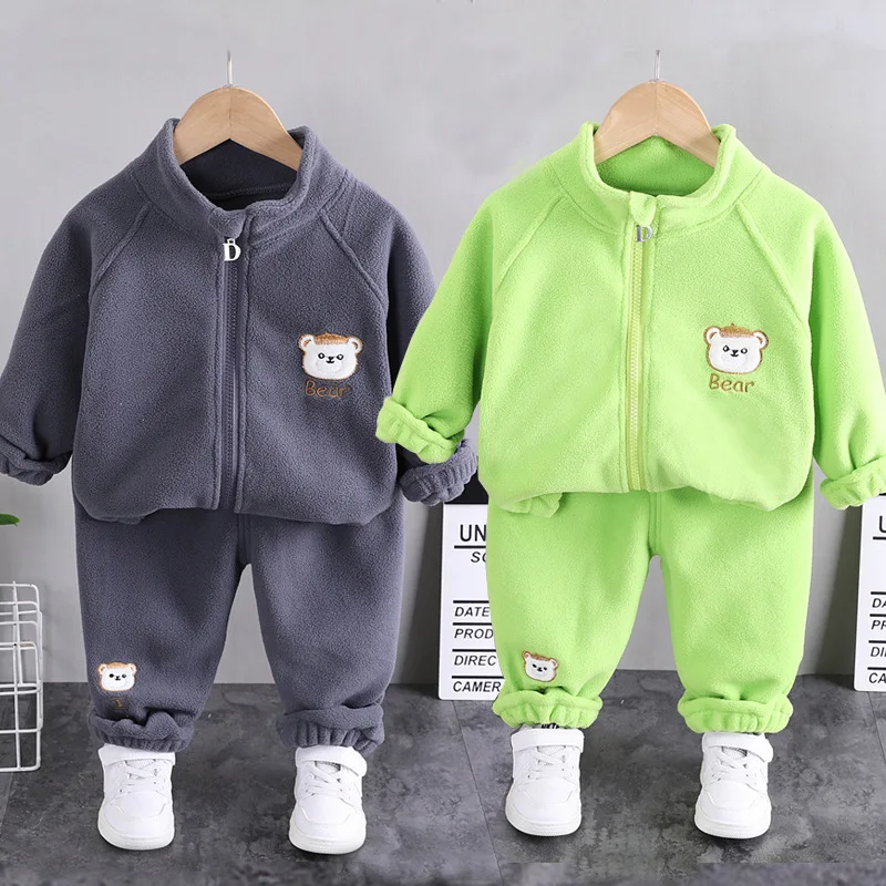 Boys Clothing Sets Children Fashion Cartoon Bear Baby T-shirt Vest Coat And Pants Suit 2pcs Outfits Kids Sport Suit1-4 years