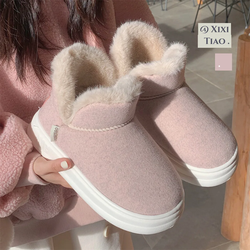 New thickened snow boots outdoor simple fashion men and women winter Internet celebrity velvet warm couple cotton boots