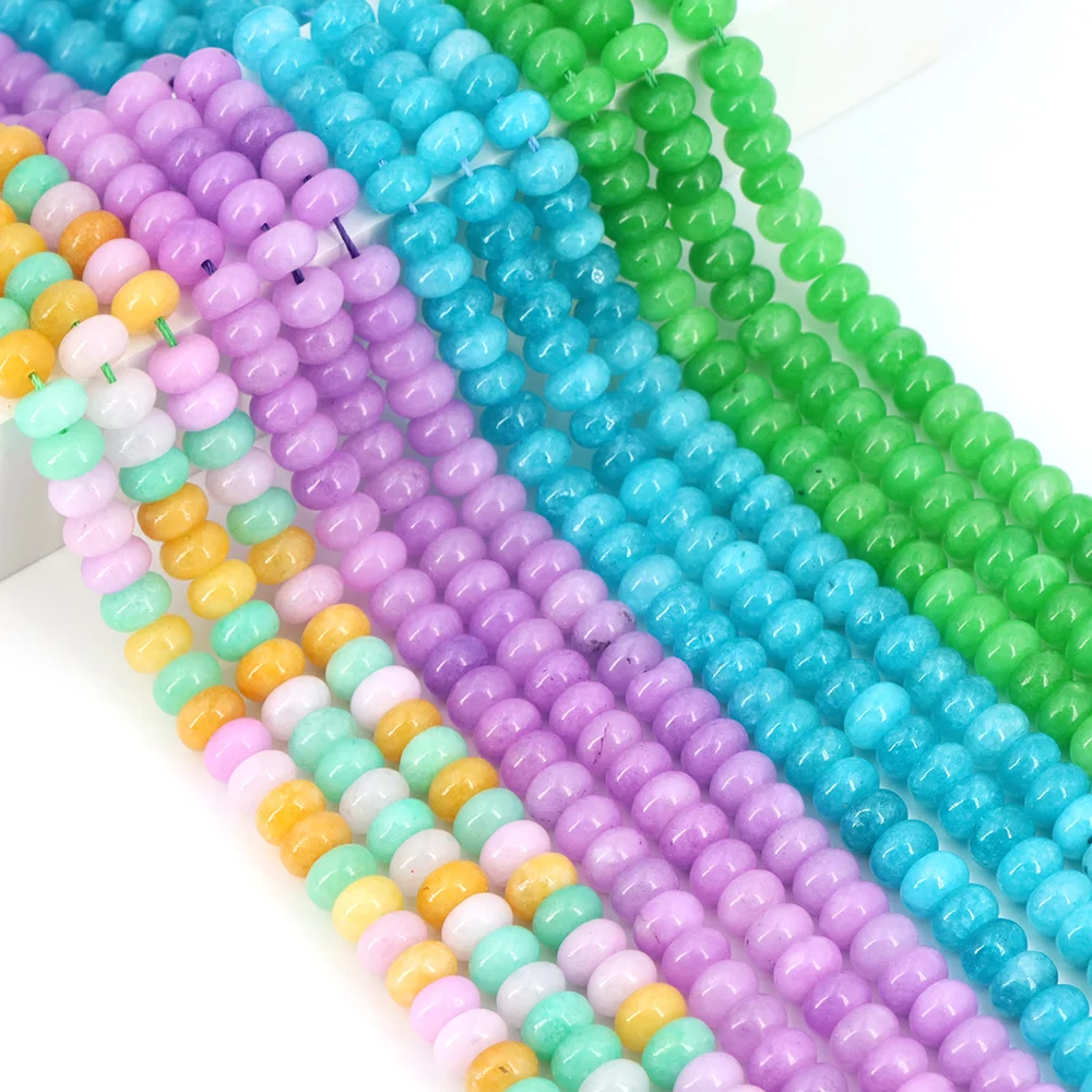 5x8mm Abacus Shape Colorful Jade Loose Beads Natural Stone S